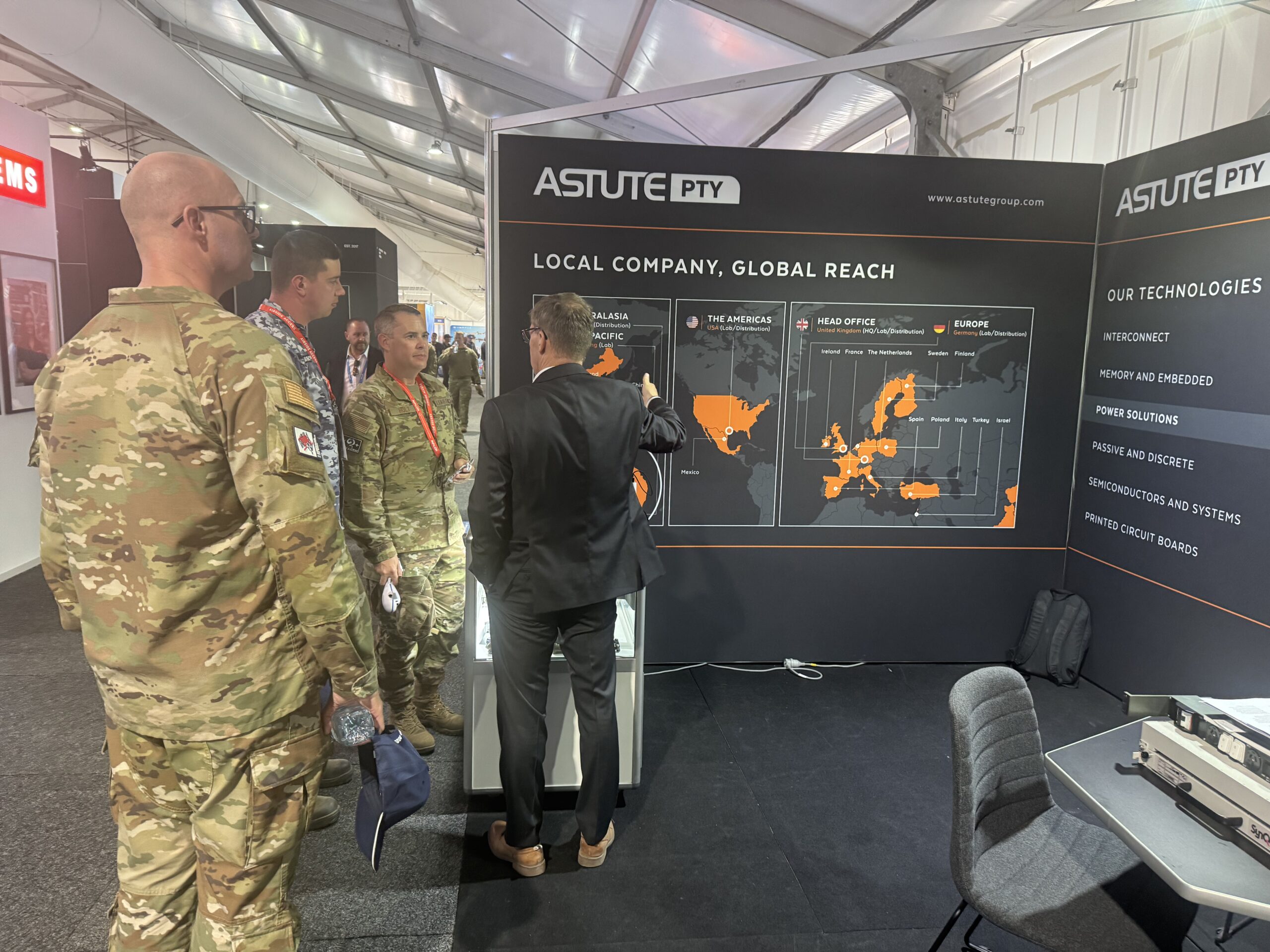 Astute Pty defence industry display and military engagement at Avalon 2025