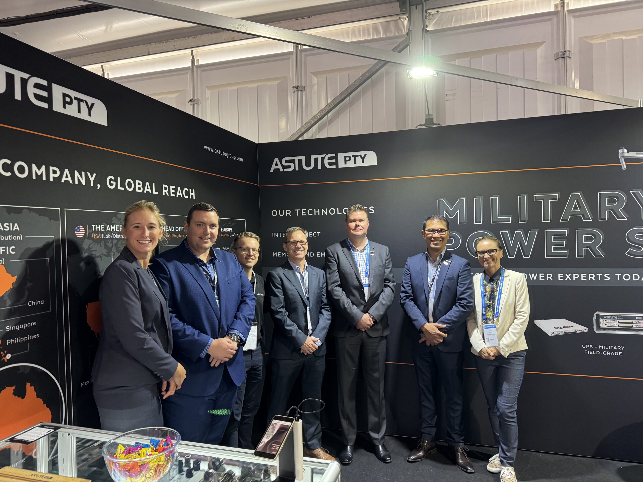 Astute Pty team and Sandra from Hark Communications at Avalon 2025 aerospace and defence event