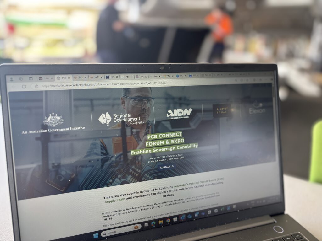 PCB Connect campaign materials displayed on a digital screen