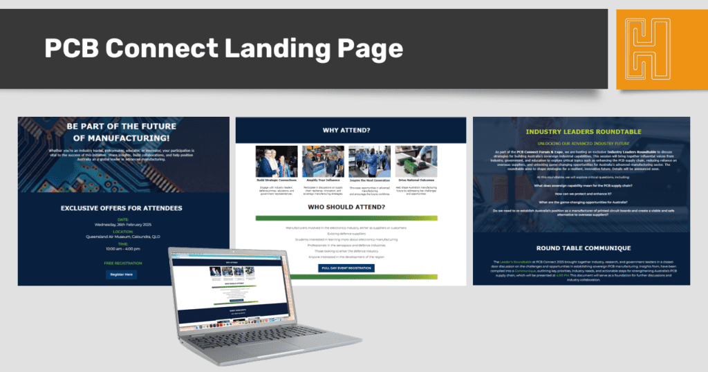 PCB Connect event landing page and registration content